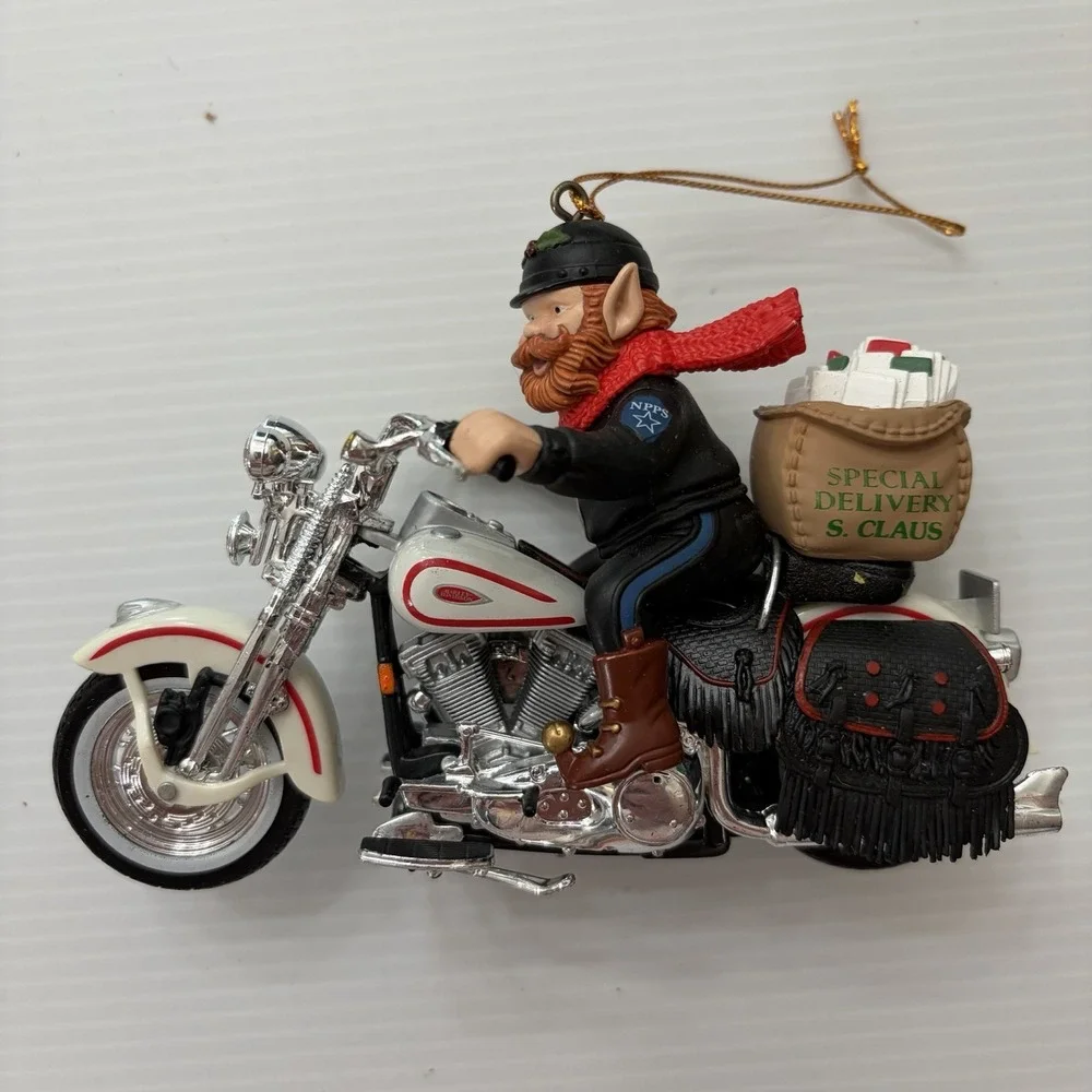 2998 Harley Davidson Special Delivery Elf Christmas Ornament Motorcycle Santa